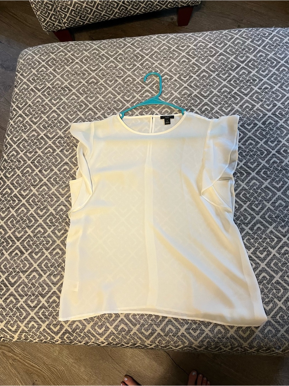 Ann Taylor Cream Flutter Sleeve Blouse